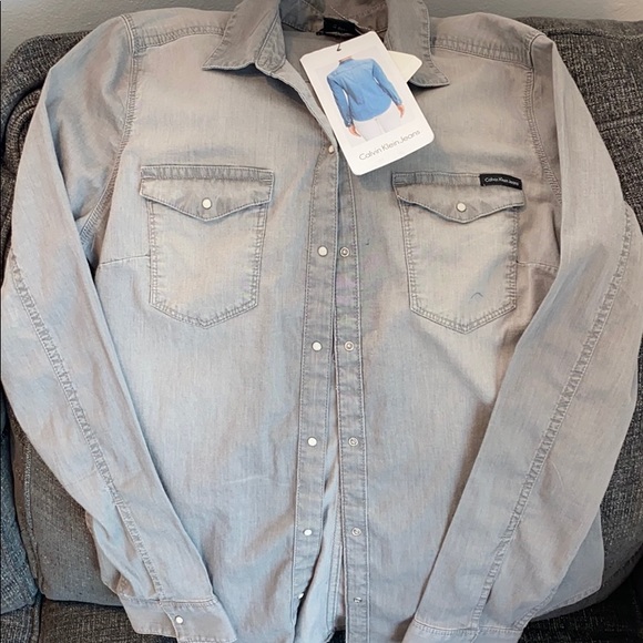 Calvin Klein Tops - Calvin Klein Grey Denim Shirt
